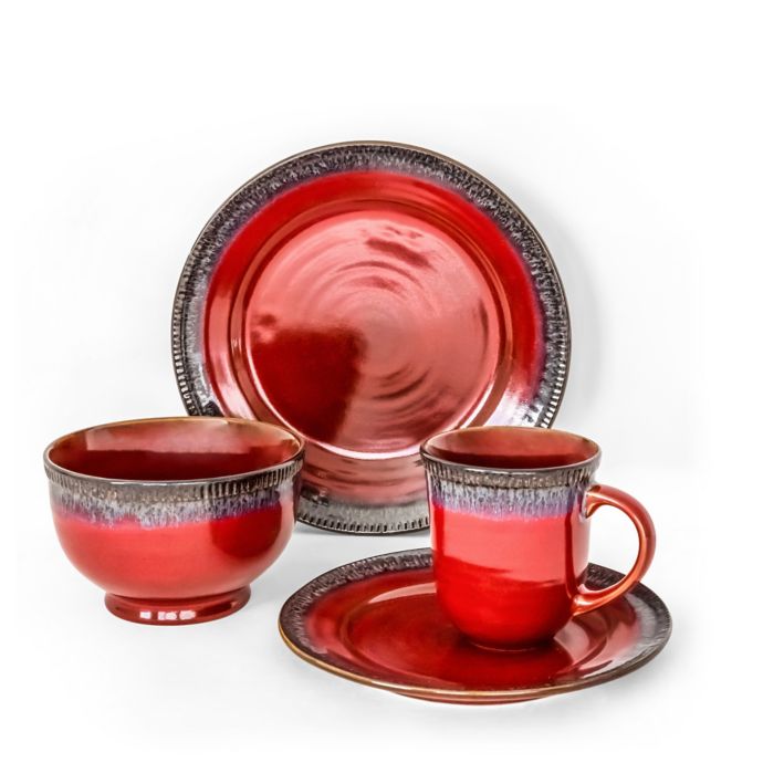 Over and Back® Native 16Piece Dinnerware Set in Red Bed Bath and