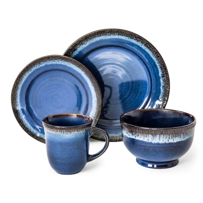 Over and Back® Native 16Piece Dinnerware Set in Blue Bed Bath and