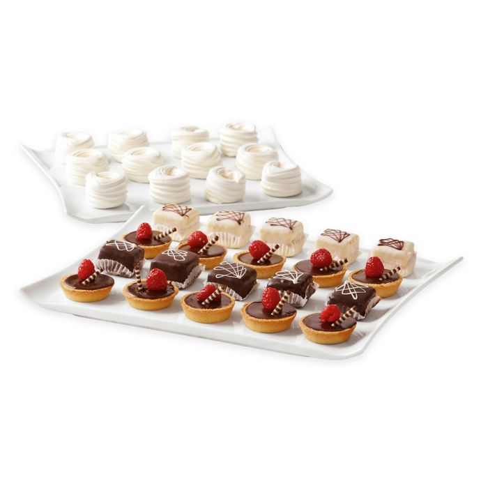 Over and Back® Freya 2Piece Serving Platter Set in White Bed Bath