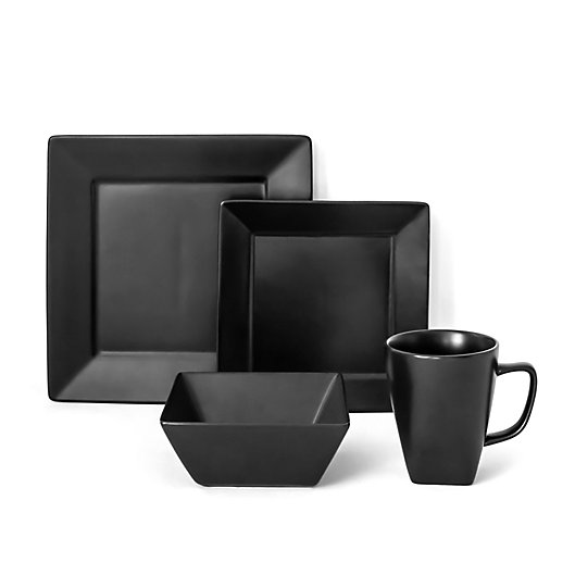 Alternate image 1 for Over and Back® Hard Square 16-Piece Dinnerware Set in Black