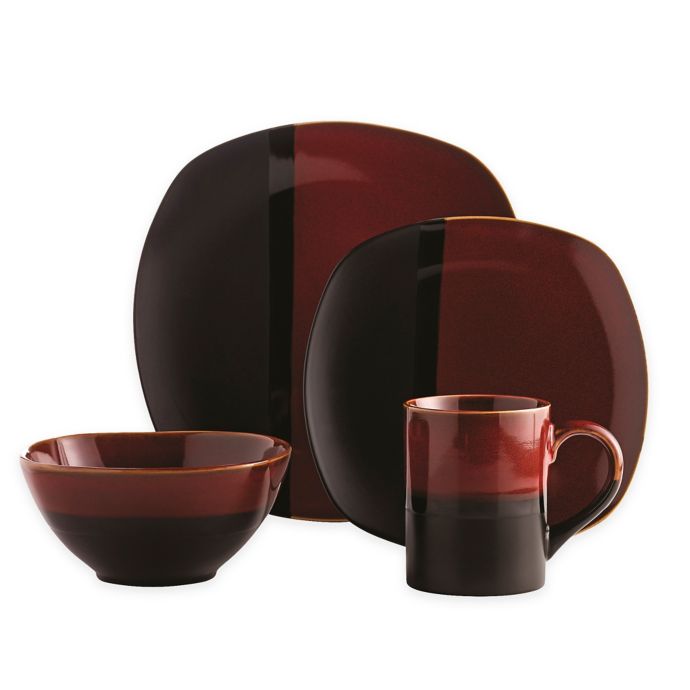 Over and Back® Rio 16Piece Dinnerware Set in Black/Red Bed Bath and Beyond Canada