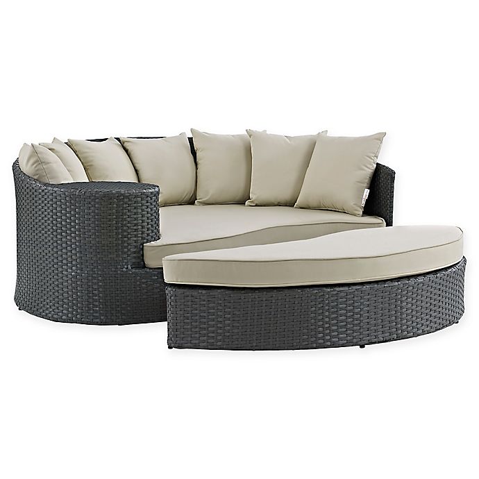 Modway Sojourn Outdoor Patio Daybed With Ottoman Bed Bath Beyond - Outdoor Wicker Patio Daybed With Ottoman Cushions