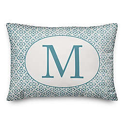 Designs Direct Monogram Indoor/Outdoor Oblong Throw Pillow in Faded Blue