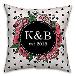 Designs Direct Floral Wreath Polka Dot Indoor/Outdoor Square Throw Pillow