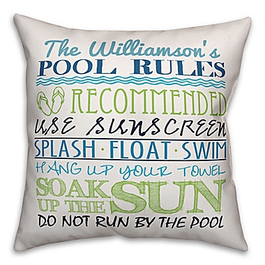 Designs Direct Pool Rules Indoor/Outdoor Square Pillow. View a larger version of this product image.