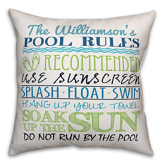 Alternate image 1 for Designs Direct Pool Rules Indoor/Outdoor Square Pillow