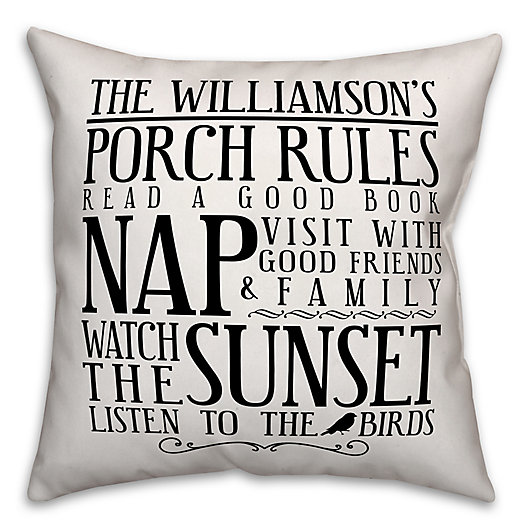Alternate image 1 for Designs Direct Porch Rules Indoor/Outdoor Square Pillow