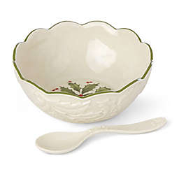 Lenox&reg; Hosting the Holidays&trade; Carved Holly Dip Bowl with Spoon