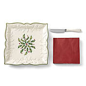 Lenox&reg; Holiday&trade; 3-Piece Carved Square Tray with Knife Set