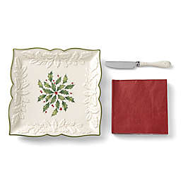 Lenox® Holiday™ 3-Piece Carved Square Tray with Knife Set