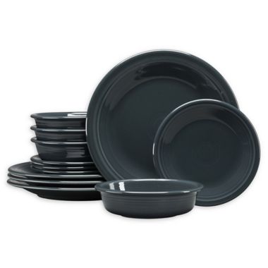Fiesta&reg; 12-Piece Classic Dinnerware Set in Slate. View a larger version of this product image.