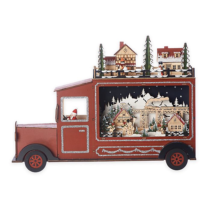 Roman, Inc. Wooden Christmas Village Truck | Bed Bath & Beyond