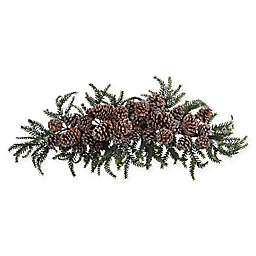 Nearly Natural 28-Inch Iced Pine Cone Swag