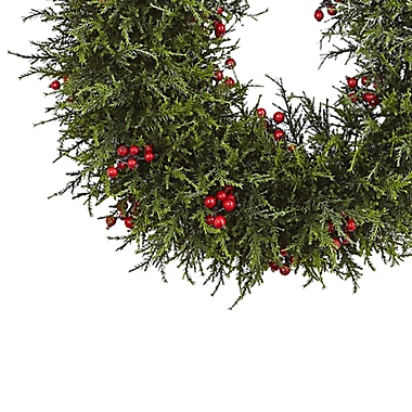 Nearly Natural 20-Inch Cedar Berry Artificial Christmas Wreath. View a larger version of this product image.