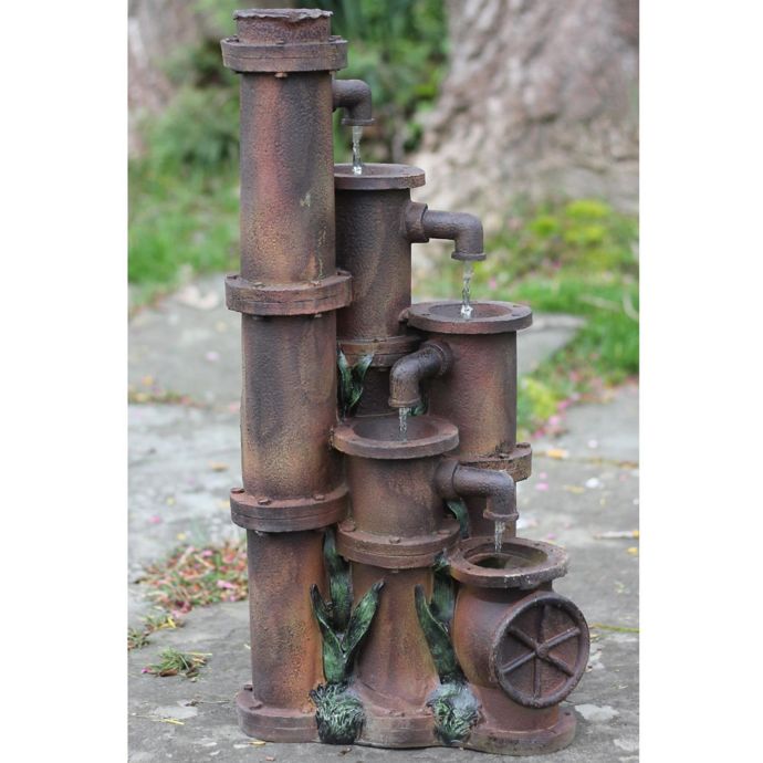 Northlight Rusted Cascading Pipes Fountain in Brown Bed Bath & Beyond
