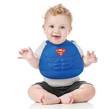 Bumkins&reg; DC Comics&trade; Superman Muscles Multicolor Silicone Bib. View a larger version of this product image.