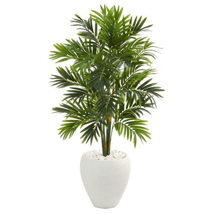 Nearly Natural 4Foot Areca Artificial Palm Tree in White Planter Bed