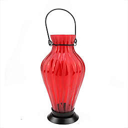 Northlight 1-Votive Frosted Ribbed Candle Lantern in Red