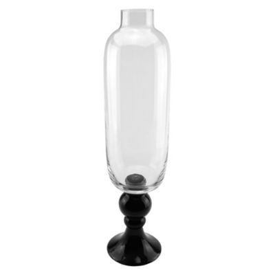 23.5-Inch Jet Black and Transparent Glass Vase