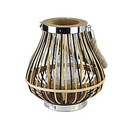 Northlight 9.25-Inch Rustic Chic Pear Shaped Rattan Candle Holder Lantern