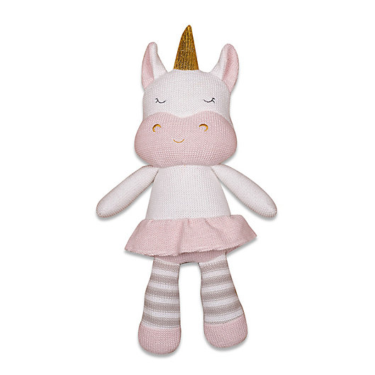 Alternate image 1 for Living Textiles Kenzie Unicorn Knitted Plush Toy in Pink