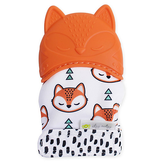 Alternate image 1 for Itzy Ritzy® Silicone Fox Teething Mitt in Orange
