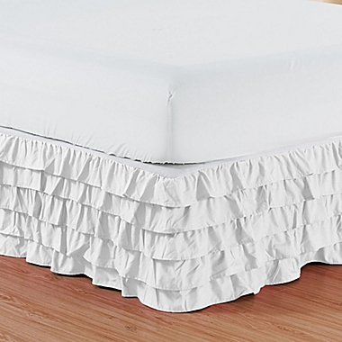 Elegant Comfort Multi-Ruffle Queen Bed Skirt in White. View a larger version of this product image.