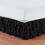 Elegant Comfort Multi-Ruffle Queen Bed Skirt in Black