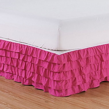 Elegant Comfort Multi-Ruffle Twin Bed Skirt in Pink. View a larger version of this product image.