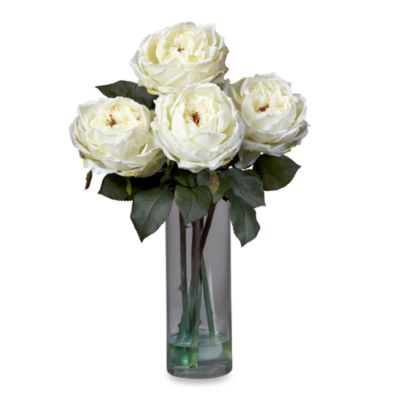 silk roses in vase