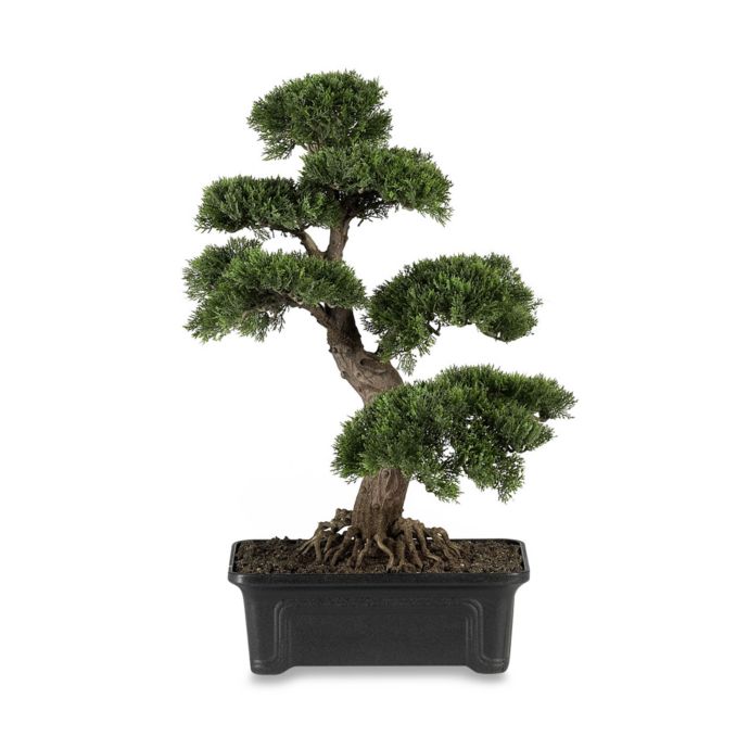 Nearly Natural 24 Inch Silk Cedar Bonsai Tree Bed Bath Beyond