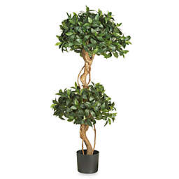 Nearly Natural 4-Foot Silk Sweet Bay Double Ball Topiary Tree