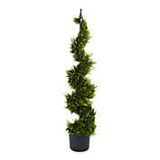 Nearly Natural 4-Foot Indoor/Outdoor  Cypress Spiral Silk Tree