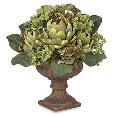 Nearly Natural 21-Inch Silk Artichoke Centerpiece in Green with Plastic Planter. View a larger version of this product image.