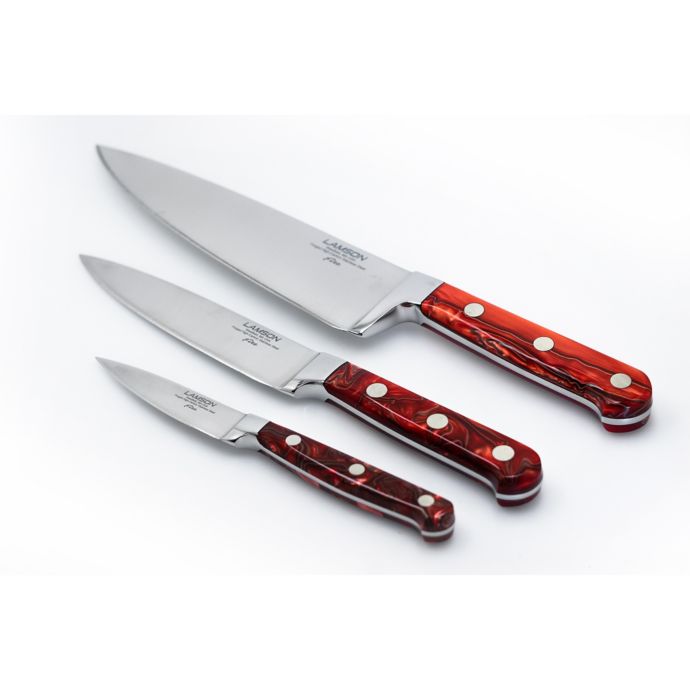 Lamson Fire Forged 3 Piece Chef Knife Set In Red Bed Bath Beyond