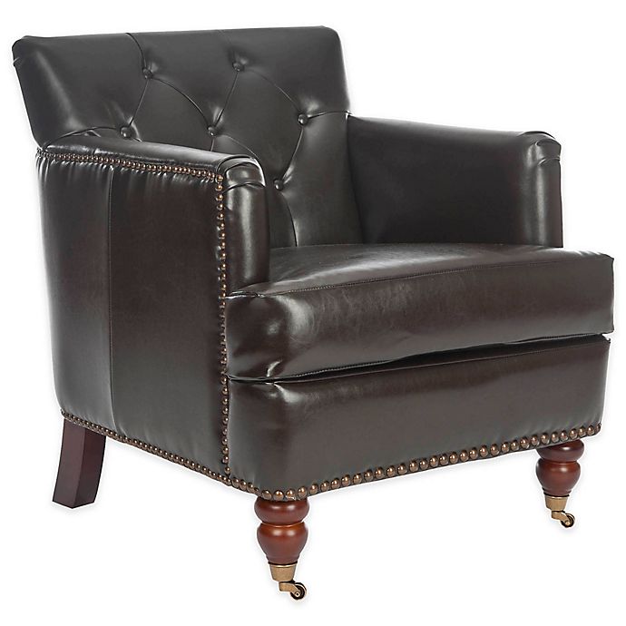 Safavieh Colin Leather Tufted Club Chair Brown Bed Bath Beyond