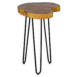 Alterre Furniture Round Hairpin Live Edge End Table in Natural