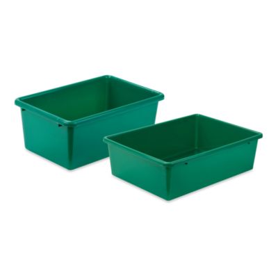 teal plastic storage bins