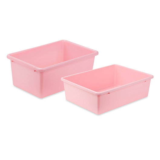 Alternate image 1 for Honey-Can-Do® Plastic Storage Bin in Light Pink