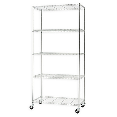 Trinity EcoStorage&trade; 5-Tier Wire Shelving Rack with Wheels in Chrome. View a larger version of this product image.