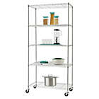 Alternate image 1 for Trinity EcoStorage&trade; 5-Tier Wire Shelving Rack with Wheels in Chrome