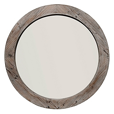 36 Inch Round Wall Mirror In Grey Brown, Reclaimed Wood Oval Mirror