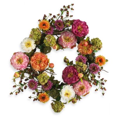 Nearly Natural 24-Inch Peony Wreath