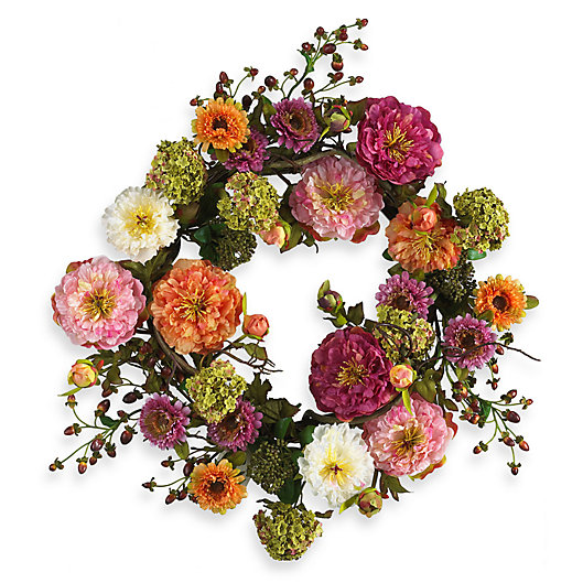 Alternate image 1 for Nearly Natural 24-Inch Peony Wreath