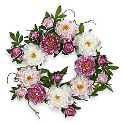 Nearly Natural 22-Inch Peony Wreath