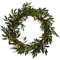 Nearly Natural 20-Inch Olive Wreath in Green