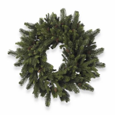 Nearly Natural 30-Inch Pine &amp; Pinecone Wreath in Green