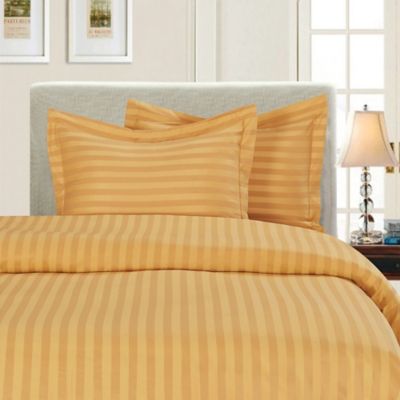 Elegant Comfort&trade; Dobby Stripe 2-Piece Reversible Twin/Twin XL Duvet Set in Gold