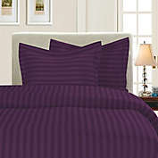 Elegant Comfort Dobby Stripe Reversible King/California King Duvet Cover Set in Purple