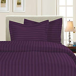 Elegant Comfort Dobby Stripe Reversible Full/Queen Duvet Cover Set in Purple